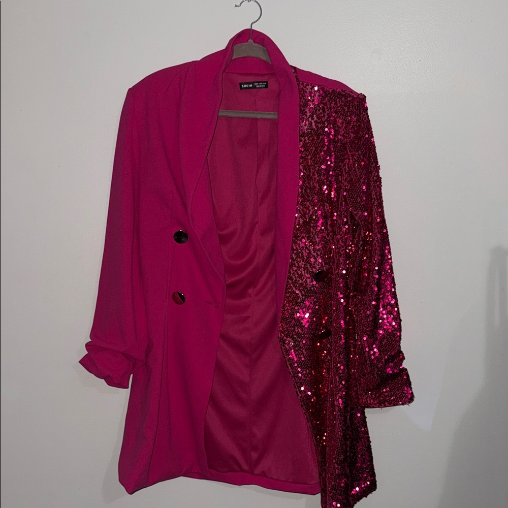 SHEIN Fuchsia Sequin Blazer